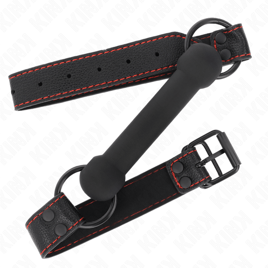 KINK - BONE GAG WITH LEATHERETTE STRAP BLACK ADJUSTABLE 41 - 57 CM - Kink&Play