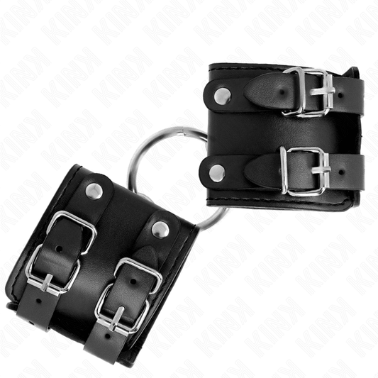 KINK - FIXED WRIST RESTRAINTS WITH RING AND STUDS ADJUSTABLE BLACK 17 - 22 CM X 6.5 CM - Kink&Play