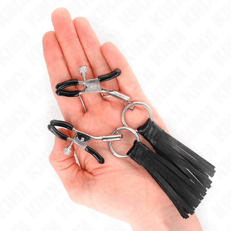 KINK - LEATHERETTE TASSEL NIPPLE CLAMPS 6 CM - Kink&Play