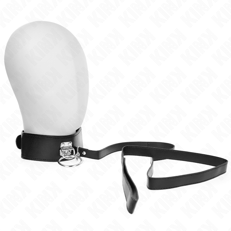 KINK - STUDDED LEASH 116 CM COLLAR WITH LEATHERETTE STRAP 50 X 5 CM - Kink&Play