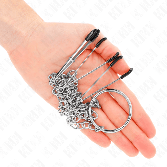 KINK - TRIPLE NIPPLE AND CLIT CLAMPS WITH CHAIN MODEL 1 - Kink&Play