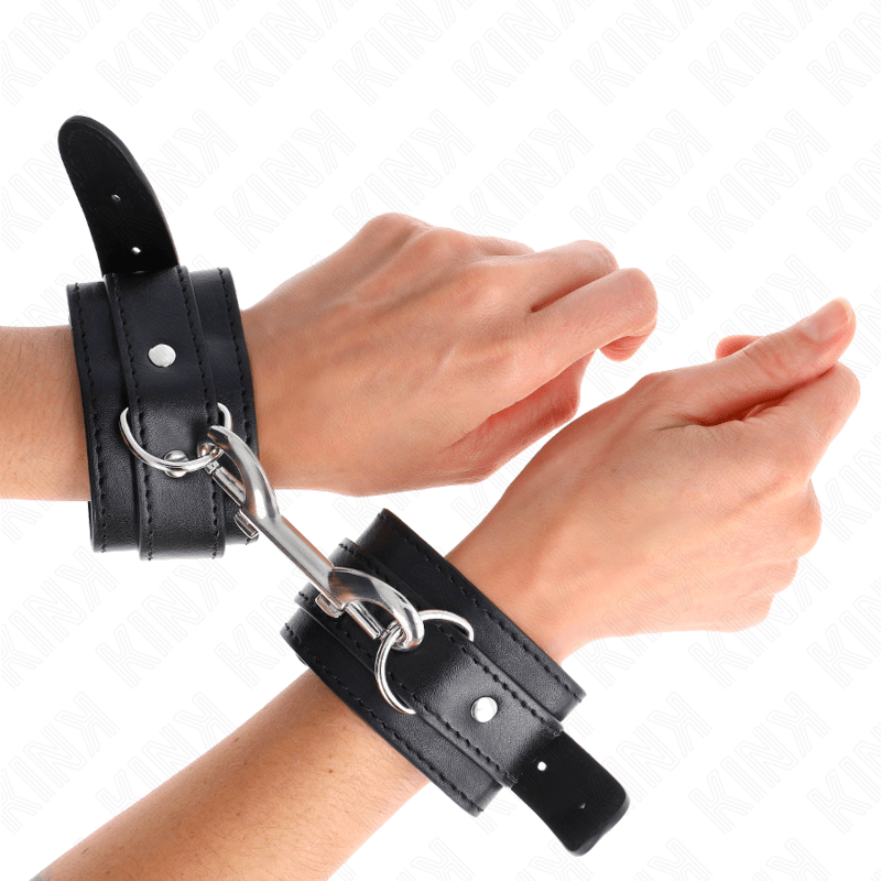 KINK - WRIST RESTRAINTS - SINGLE RIVET ROW BLACK ADJUSTABLE 17 - 28 CM X 5 CM - Kink&Play