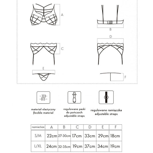 LIVCO CORSETTI FASHION - SOLEDAD LC 20217 BRA + PANTY + GARTER BELT S/M - Kink&Play