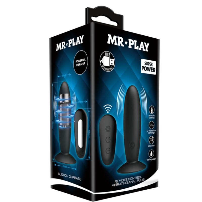 MR PLAY - ANAL PLUG WITH VIBRATION BLACK REMOTE CONTROL - Kink&Play