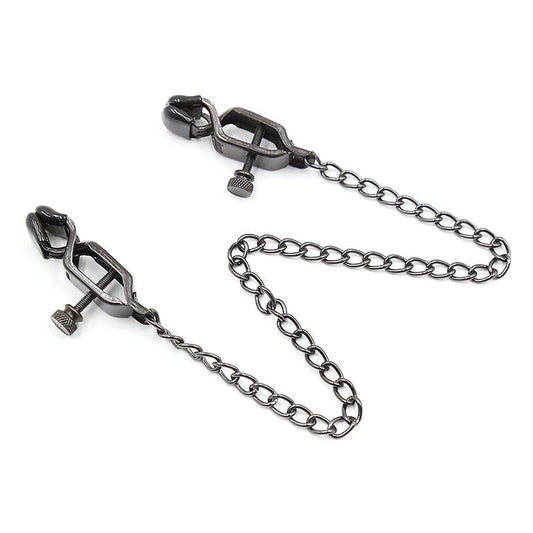 OHMAMA FETISH - METAL CLAMPS WITH BLACK CHAIN - Kink&Play