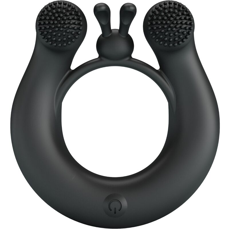 PRETTY LOVE - DAHLIA VIBRATING RING + CLITORIS STIMULATOR 12 VIBRATIONS BLACK - Kink&Play