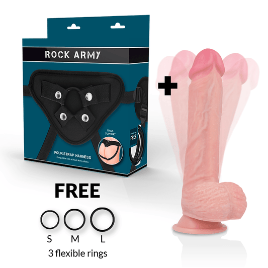 ROCKARMY - HARNESS + HAWK ROTATOR AND VIBRATOR 22 CM - O - 4.6 CM - Kink&Play