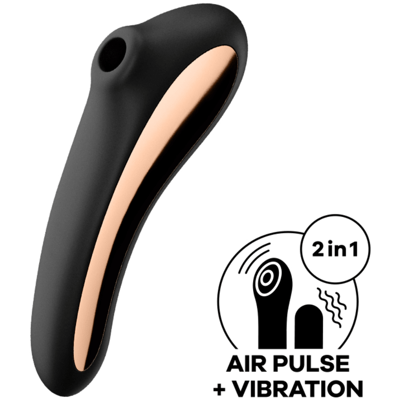 SATISFYER - DUAL KISS AIR PULSE VIBRATOR BLACK - Kink&Play