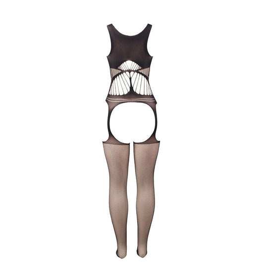 SUBBLIME - 951900 FISHNET CROTCHLESS BODYSTOCKING WITH CUP AND OPEN SHOULDERS BLACK ONE SIZE - Kink&Play