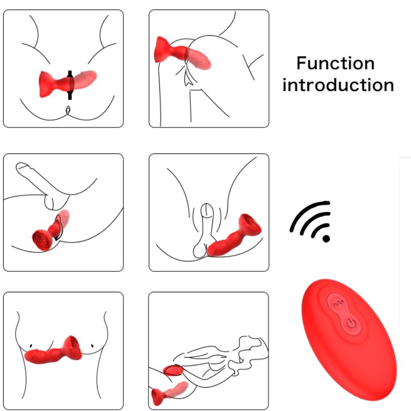 ARMONY - EXTREME A BLOOM ROSE VIBRATOR & ANAL PLUG REMOTE CONTROL RED - Kink&Play