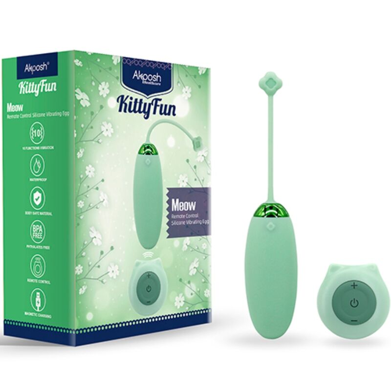 ARMONY - KITTY FUN EGG VIBRATOR REMOTE CONTROL 10 VIBRATIONS GREEN - Kink&Play