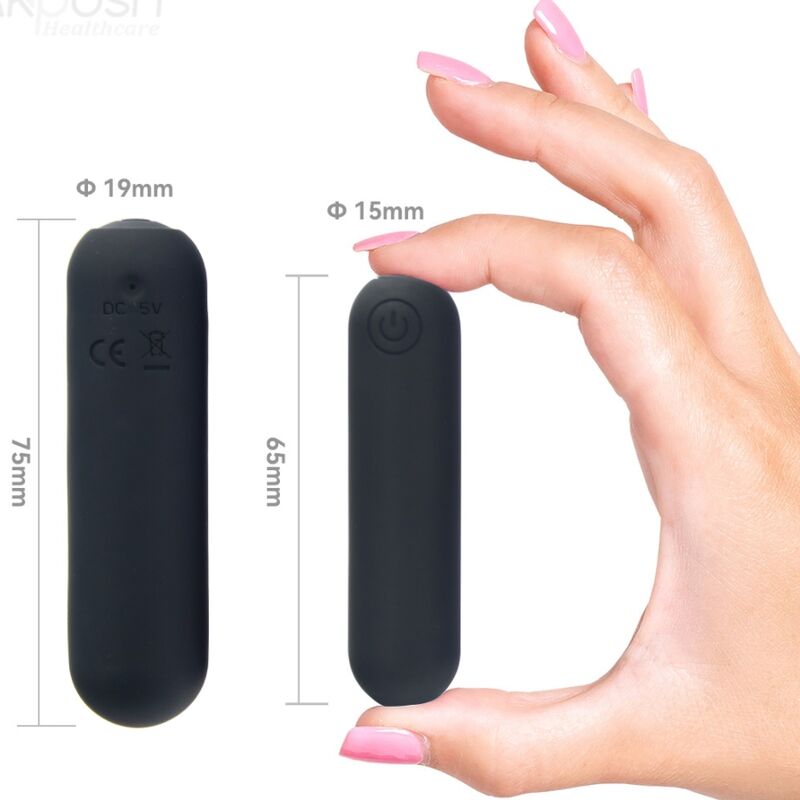 ARMONY - SPLASH HAHA VIBRATOR BULLET SILICONE 10 VIBRATIONS 75 X 19 CM BLACK - Kink&Play