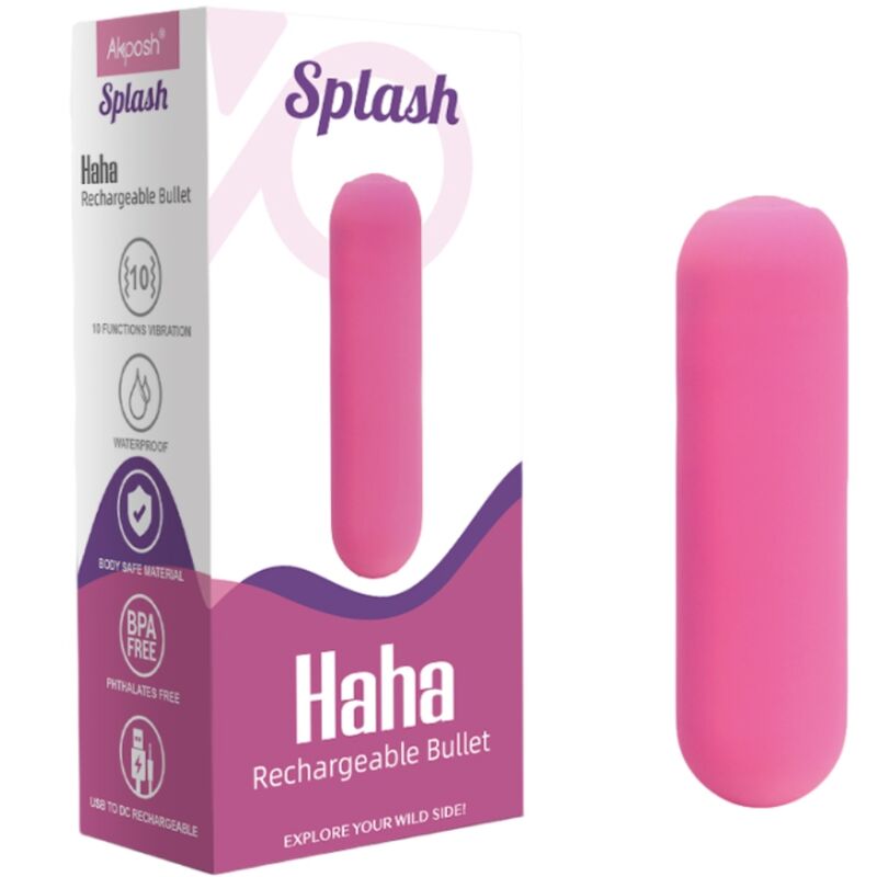 ARMONY - SPLASH HAHA VIBRATOR BULLET SILICONE 10 VIBRATIONS 75 X 19 CM PINK - Kink&Play