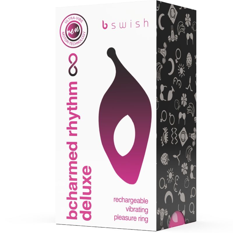 B SWISH - BCHARMED RHYTHM INFINITE DELUXE PENIS RING 15 VIBRATIONS BLACK - Kink&Play