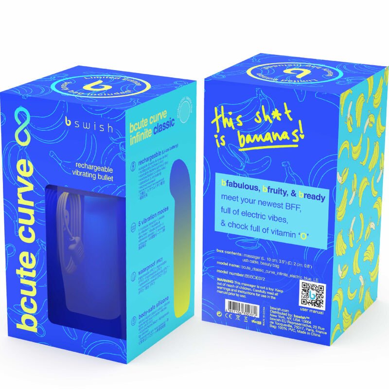 B SWISH - BCUTE CURVE INFINITE CLASSIC LIMITED EDITION BLUE SILICONE RECHARGEABLE VIBRATOR - Kink&Play