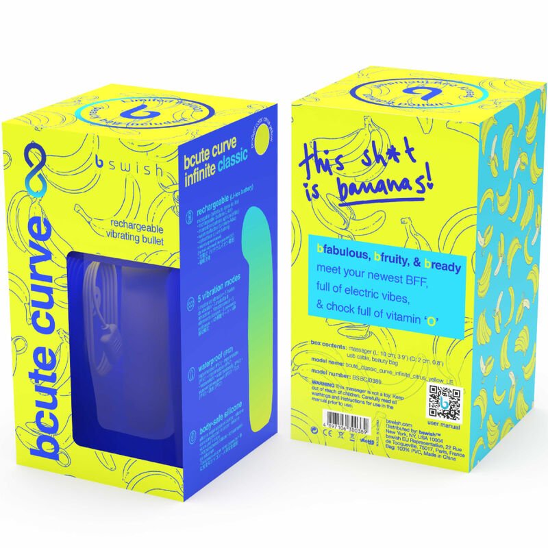 B SWISH - BCUTE CURVE INFINITE CLASSIC LIMITED EDITION RECHARGEABLE SILICONE VIBRATOR YELLOW - Kink&Play