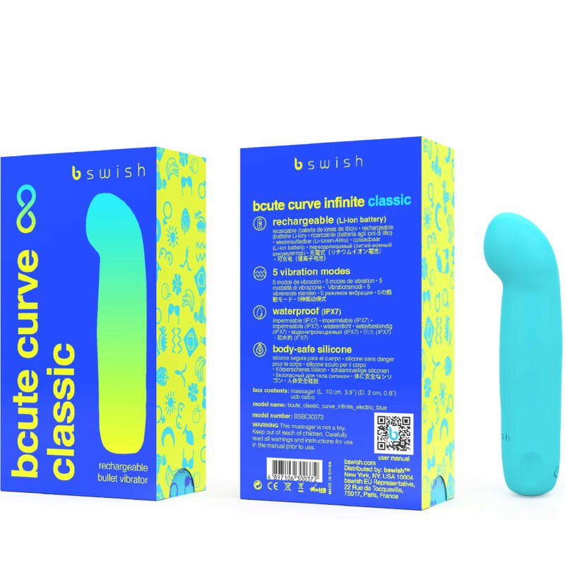 B SWISH - BCUTE CURVE INFINITE CLASSIC RECHARGEABLE VIBRATOR BLUE SILICONE - Kink&Play