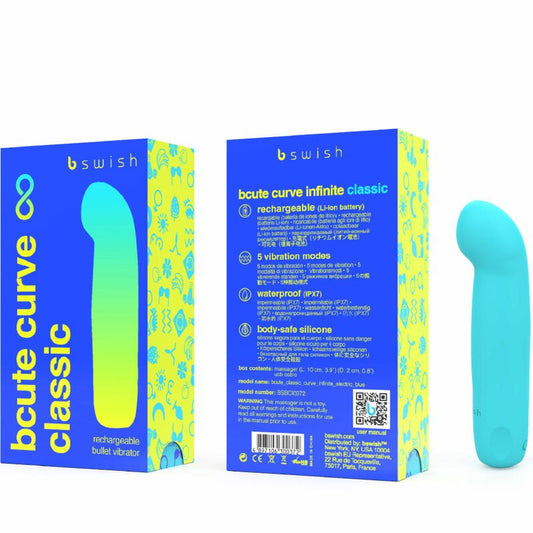 B SWISH - BCUTE CURVE INFINITE CLASSIC RECHARGEABLE VIBRATOR BLUE SILICONE - Kink&Play