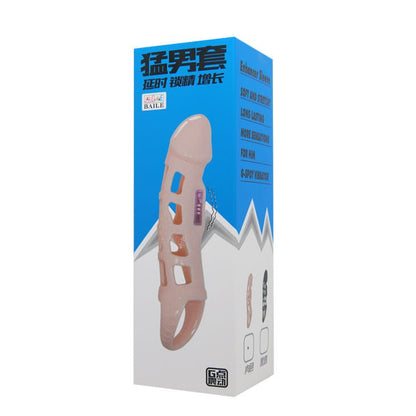 BAILE - PENIS EXTENDER COVER WITH VIBRATION AND NATURAL STRAP 13.5 CM - Kink&Play
