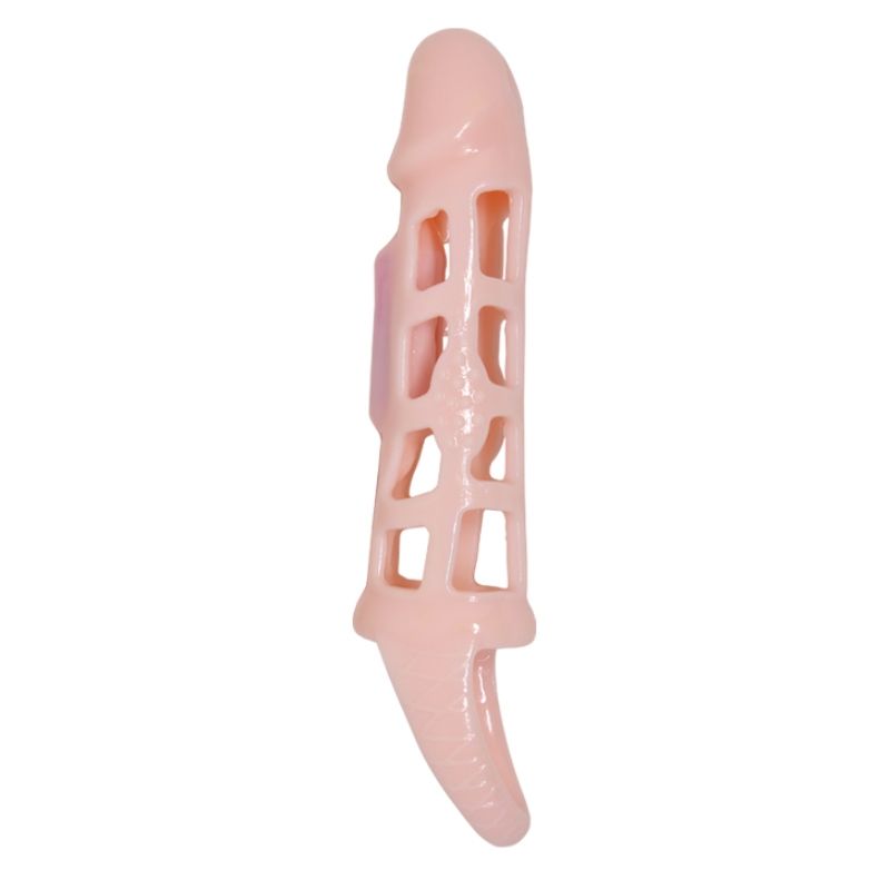 BAILE - PENIS EXTENDER COVER WITH VIBRATION AND NATURAL STRAP 13.5 CM - Kink&Play