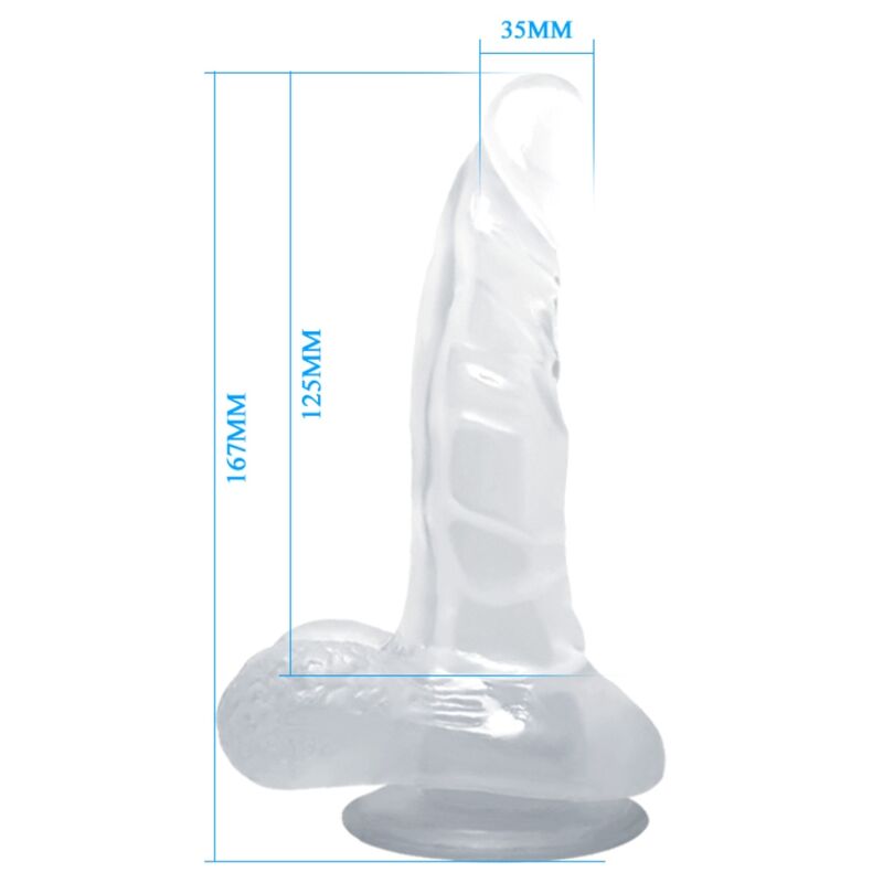 BAILE - REALISTIC DILDO WITH SUCTION CUP AND TESTICLES 16.7 CM TRANSPARENT - Kink&Play