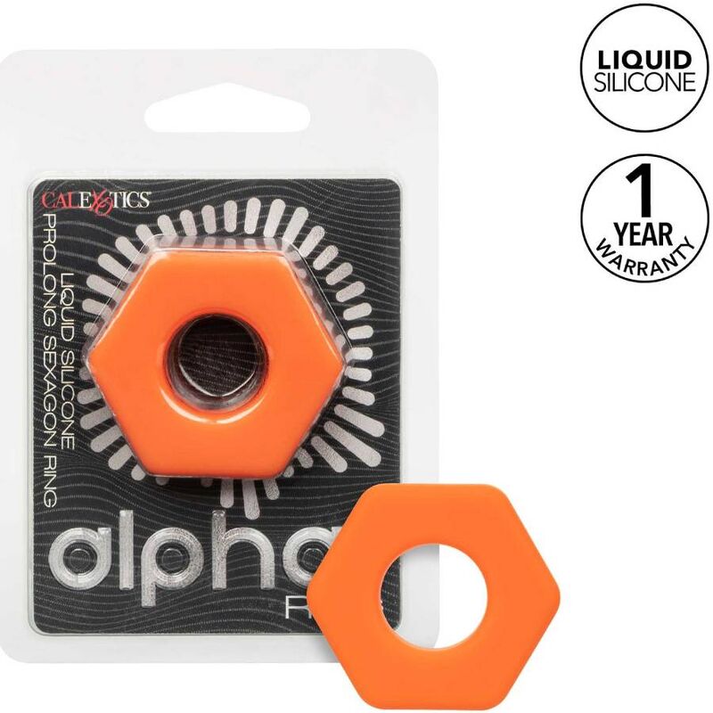CALEXOTICS - ALPHA PROLONG SEXAGON RING ORANGE - Kink&Play