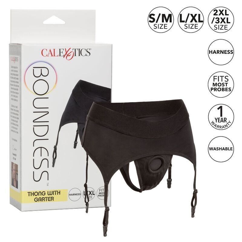 CALEXOTICS - BOUNDLESS THONG WITH GARTER L/XL - Kink&Play