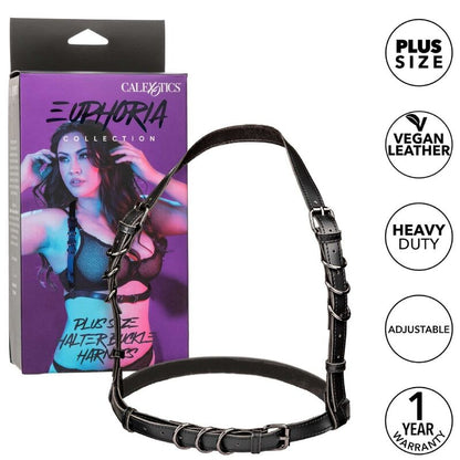 CALEXOTICS - EUPHORIA PLUS SIZE HALTER BUCKLE HARNESS BLACK - Kink&Play