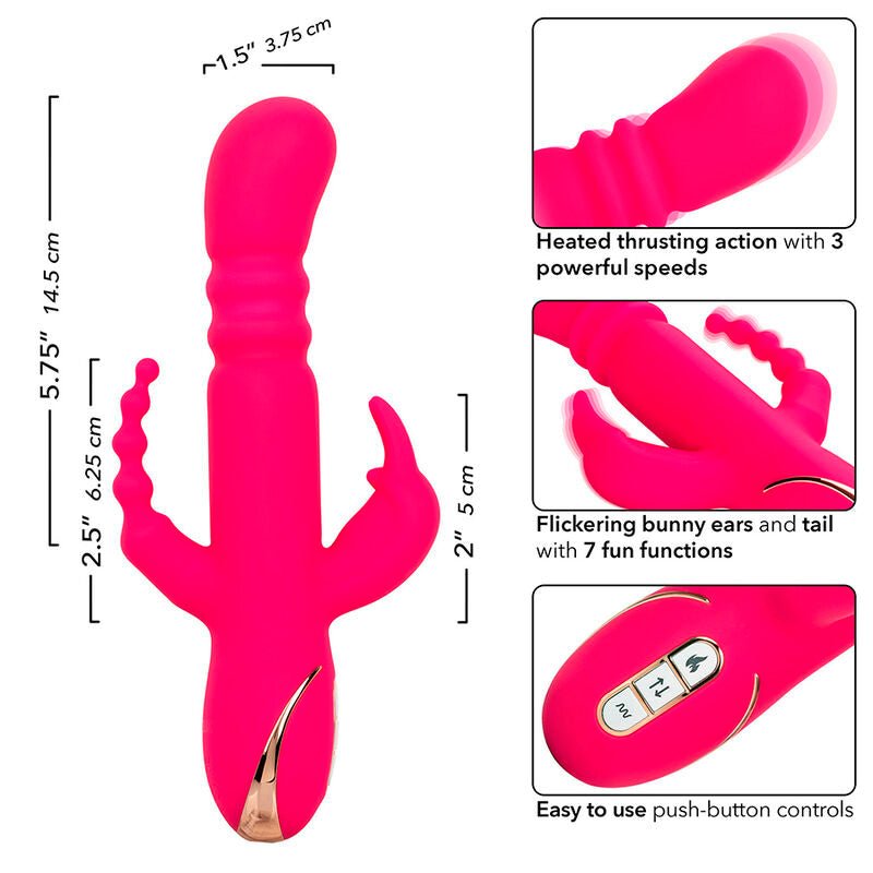 CALEXOTICS - JACK FANTASY TRIPLE HEATED VIBRATOR RABBIT PINK - Kink&Play