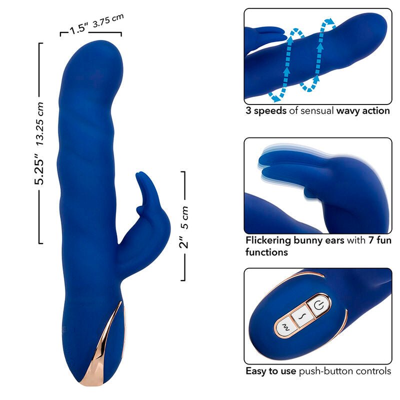 CALEXOTICS - JACK RABBIT VIBRATOR WAVE MOTION BLUE - Kink&Play
