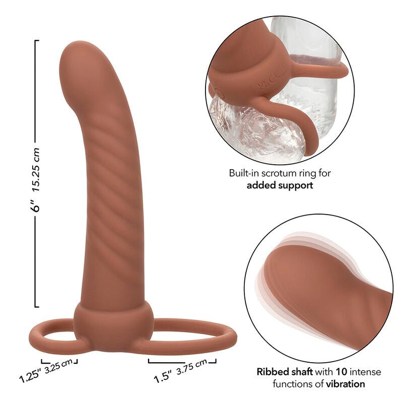 CALEXOTICS - MAXX RIBBED DUAL PENETRATOR 10 VIBRATIONS BROWN - Kink&Play