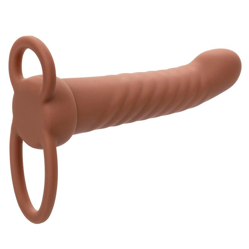 CALEXOTICS - MAXX RIBBED DUAL PENETRATOR 10 VIBRATIONS BROWN - Kink&Play