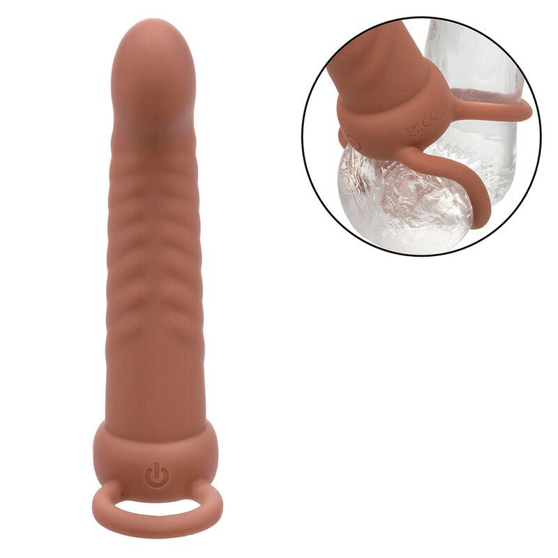 CALEXOTICS - MAXX RIBBED DUAL PENETRATOR 10 VIBRATIONS BROWN - Kink&Play