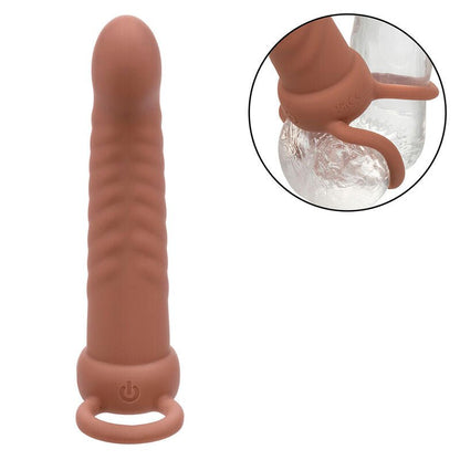 CALEXOTICS - MAXX RIBBED DUAL PENETRATOR 10 VIBRATIONS BROWN - Kink&Play