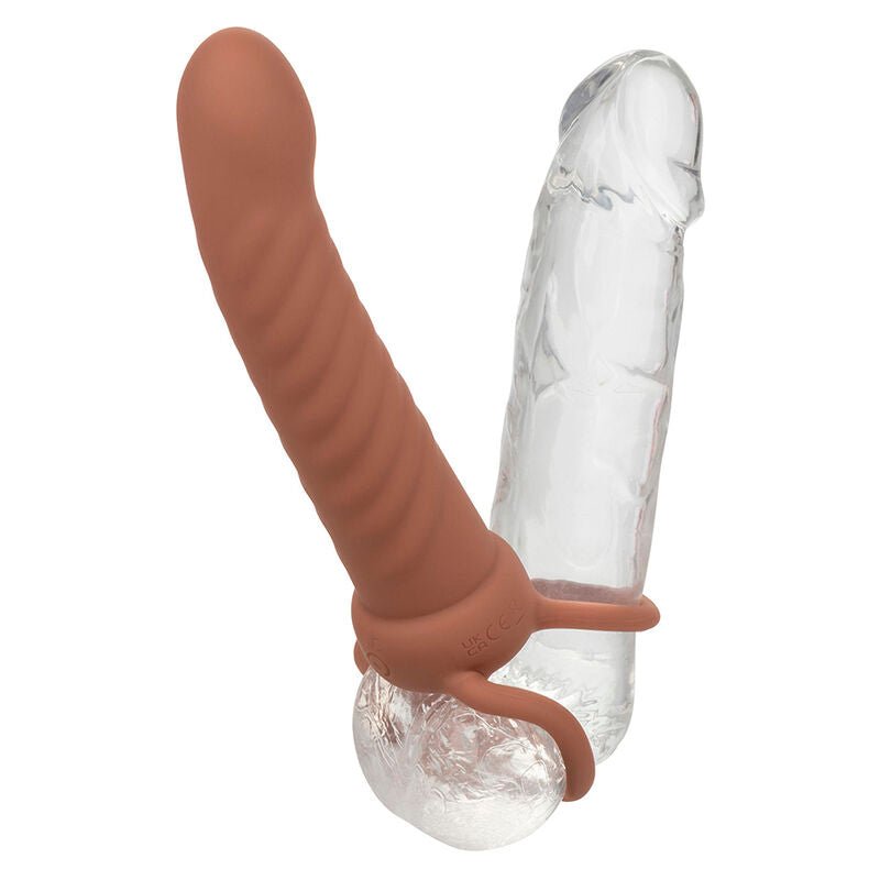 CALEXOTICS - MAXX RIBBED DUAL PENETRATOR 10 VIBRATIONS BROWN - Kink&Play