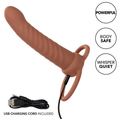 CALEXOTICS - MAXX RIBBED DUAL PENETRATOR 10 VIBRATIONS BROWN - Kink&Play