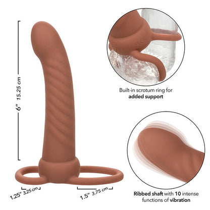 CALEXOTICS - MAXX RIBBED DUAL PENETRATOR 10 VIBRATIONS BROWN - Kink&Play