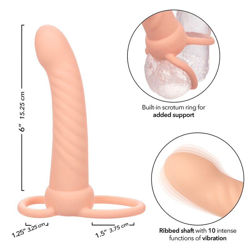 CALEXOTICS - MAXX RIBBED DUAL PENETRATOR 10 VIBRATIONS FLESH - Kink&Play