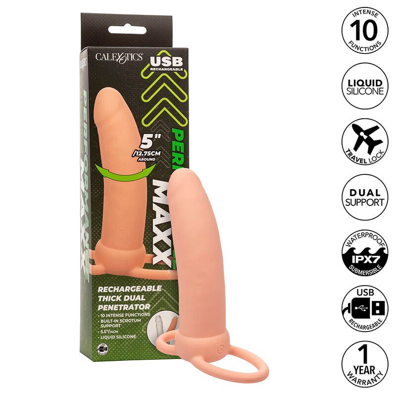 CALEXOTICS - MAXX THICK DUAL PENETRATOR 10 VIBRATIONS FLESH - Kink&Play