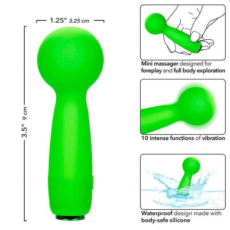 CALEXOTICS - NEON VIBES THE BUBBLY VIBE MINI MASSAGER 10 VIBRATIONS GREEN - Kink&Play