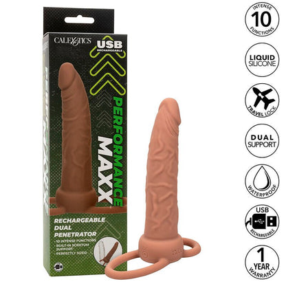 CALEXOTICS - PERFORMANCE MAXX RECHARGABLE DUAL PENETRATOR BROWN SKIN - Kink&Play