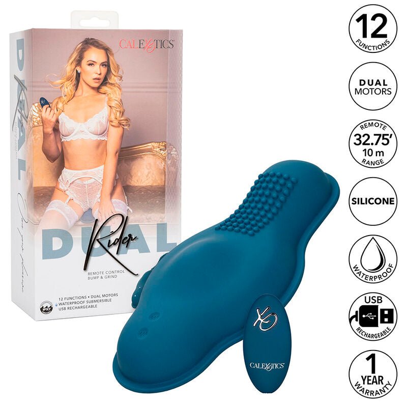 CALEXOTICS - RIDER MASSAGER DOUBLE MOTOR REMOTE CONTROL BLUE - Kink&Play