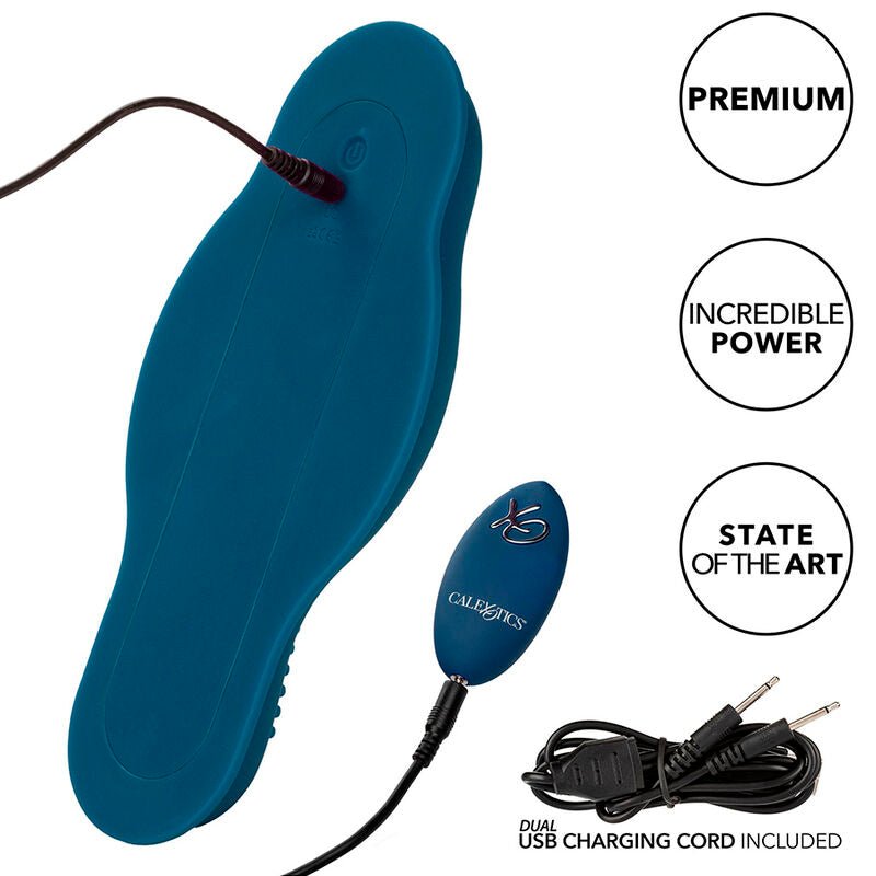 CALEXOTICS - RIDER MASSAGER DOUBLE MOTOR REMOTE CONTROL BLUE - Kink&Play