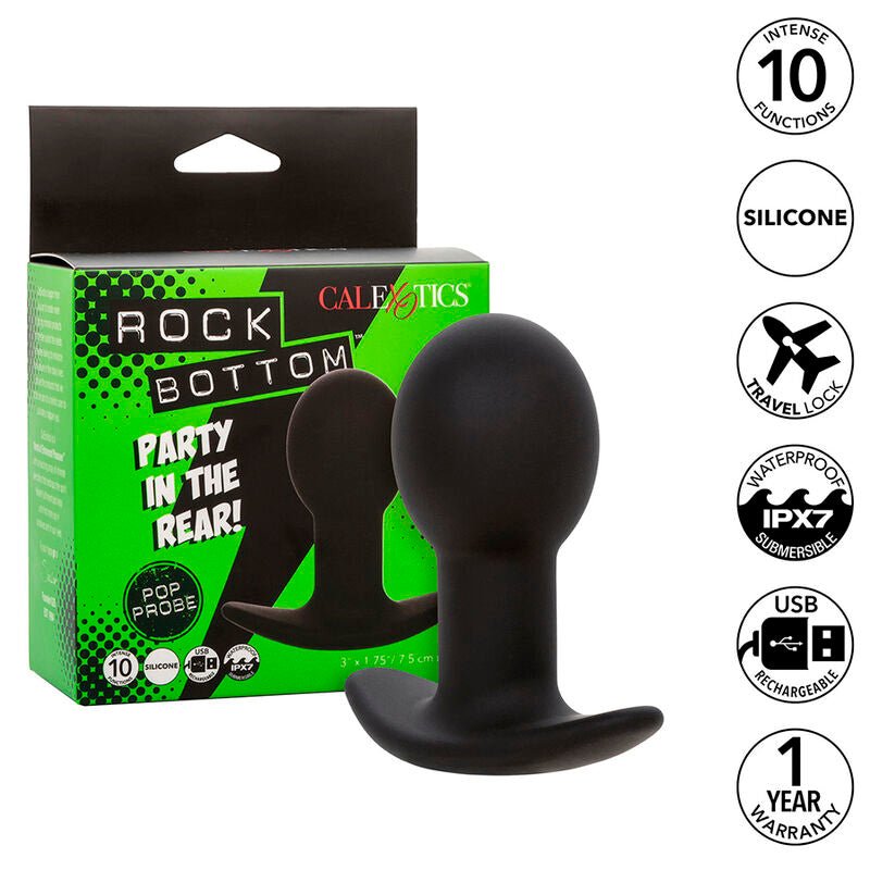 CALEXOTICS - ROCK BOTTOM ANAL PLUG 10 VIBRATIONS SILICONE BLACK - Kink&Play
