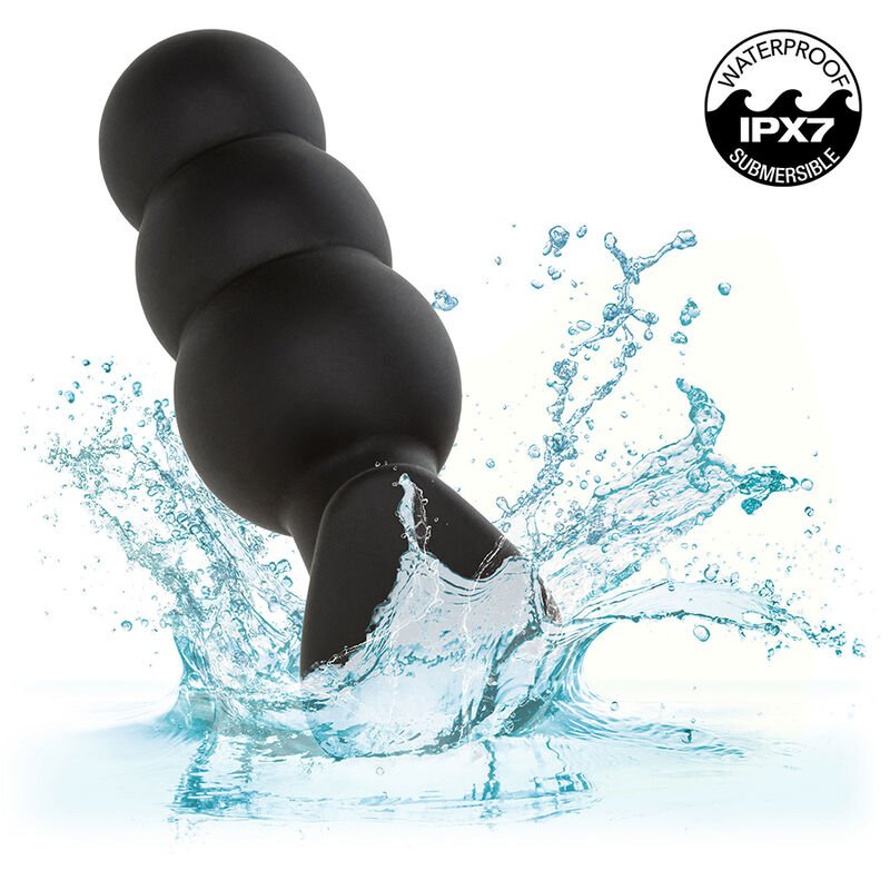 CALEXOTICS - ROCK BOTTOM BEADED ANAL PLUG 10 VIBRATIONS SILICONE BLACK - Kink&Play