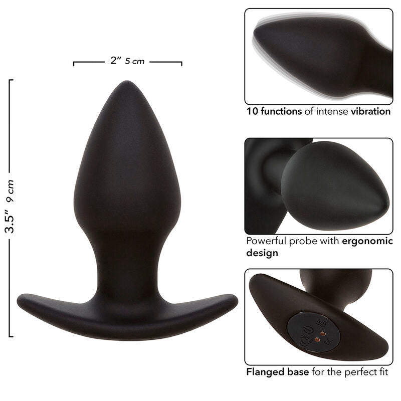 CALEXOTICS - ROCK BOTTOM PERFECT ANAL PLUG 10 VIBRATIONS SILICONE BLACK - Kink&Play