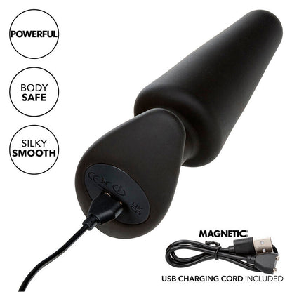 CALEXOTICS - ROCK BOTTOM TAPERED ANAL PLUG 10 VIBRACIONES SILICONE BLACK - Kink&Play