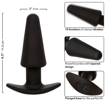 CALEXOTICS - ROCK BOTTOM TAPERED ANAL PLUG 10 VIBRACIONES SILICONE BLACK - Kink&Play