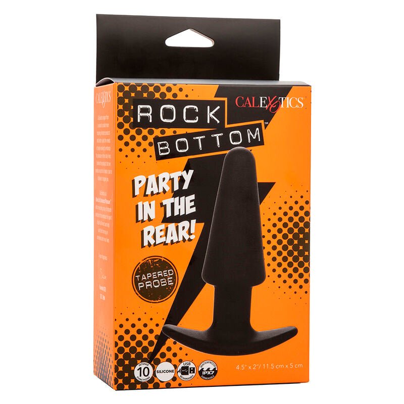 CALEXOTICS - ROCK BOTTOM TAPERED ANAL PLUG 10 VIBRACIONES SILICONE BLACK - Kink&Play
