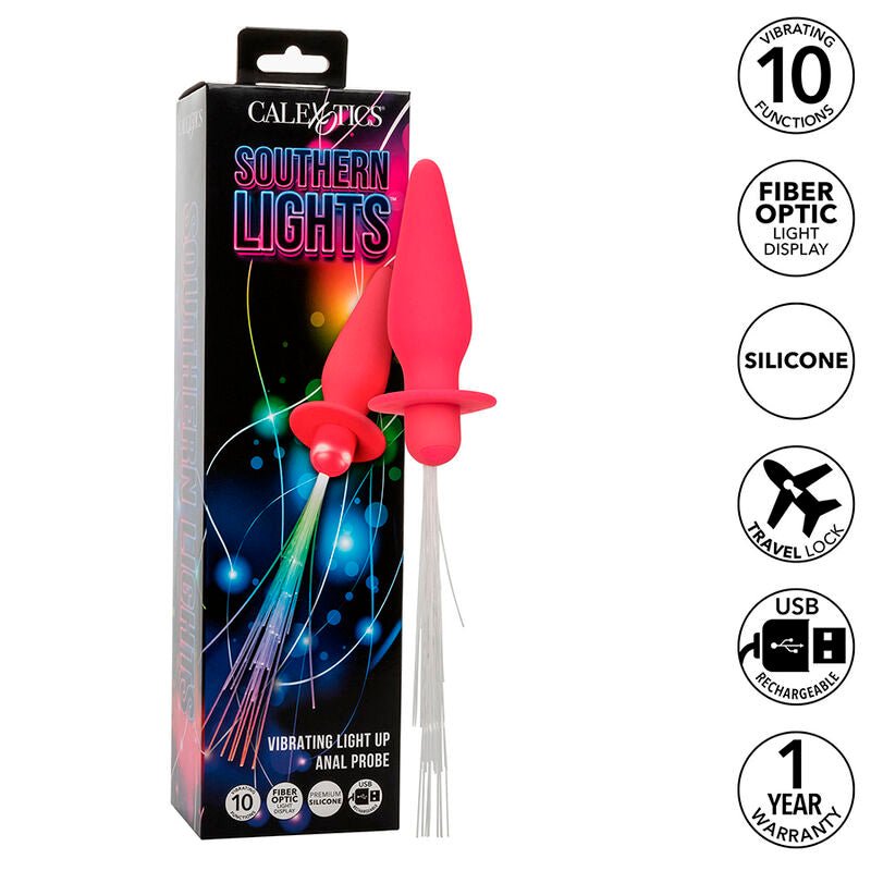 CALEXOTICS - SOUTHERN LIGHTS LIGHT UP ANAL PLUG 10 VIBRATIONS SILICONE PINK - Kink&Play
